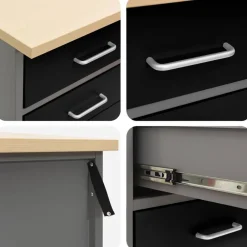 vidaXL Accesorios De Bricolaje-Armario de trabajo 3 pcs y Gris 150 x 55 x 85 cm