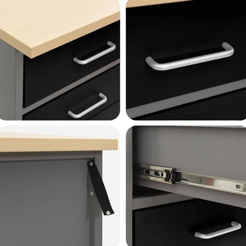 vidaXL Accesorios De Bricolaje-Armario de trabajo 3 pcs y Gris 150 x 55 x 85 cm