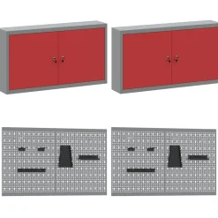 vidaXL Armario de trabajo 10 pcs Madera Ingenierizada y Acero Rojo Clearance