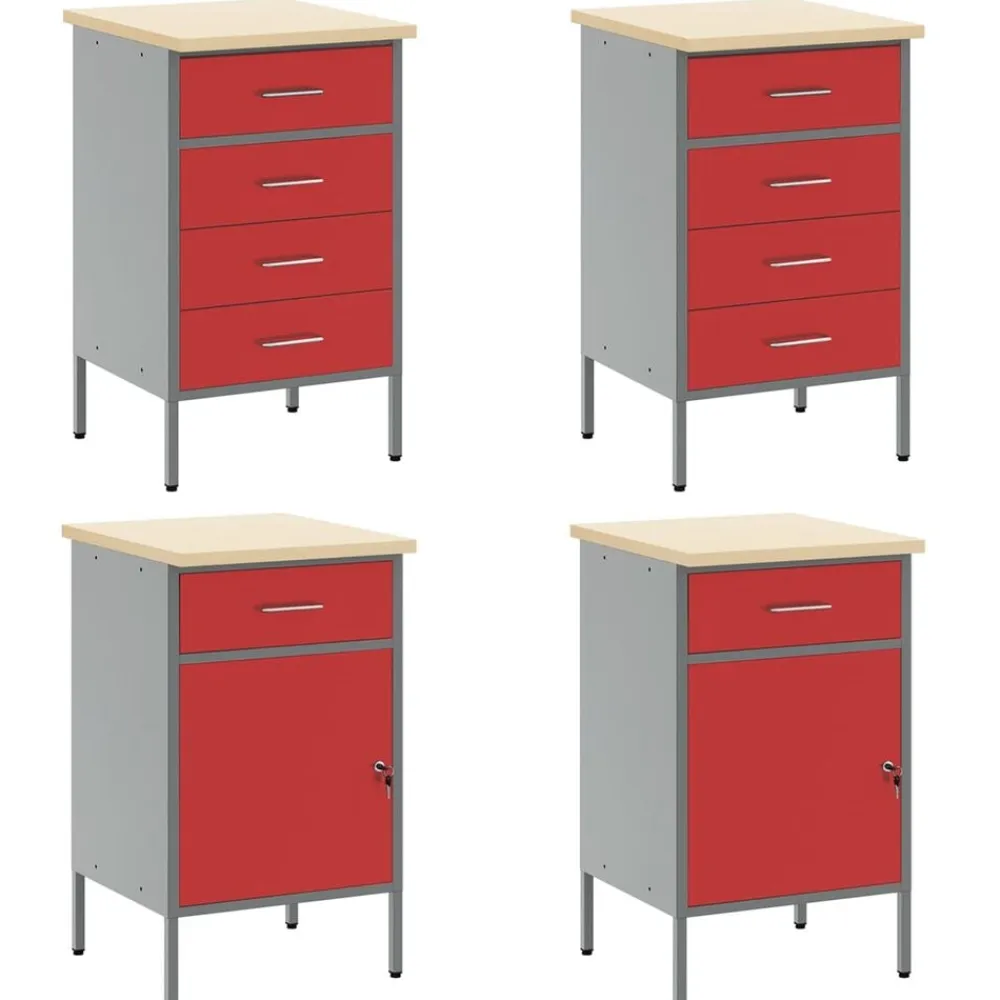 vidaXL Armario de trabajo 10 pcs Madera Ingenierizada y Acero Rojo Clearance