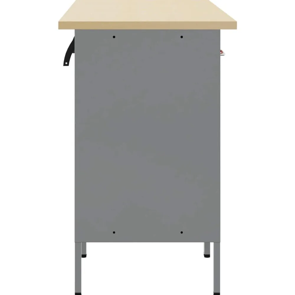 vidaXL Accesorios De Bricolaje-Armario de trabajo con cajón 3 pcs y Gris 150 x 55 x 85 cm