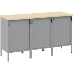 vidaXL Accesorios De Bricolaje-Armario de trabajo con cajón 3 pcs y Gris 150 x 55 x 85 cm