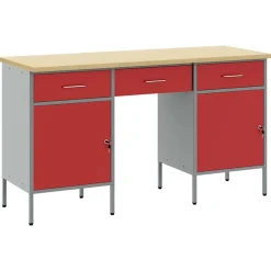 vidaXL Armario de trabajo 3 pcs Madera Ingenierizada y Acero Rojo Outlet