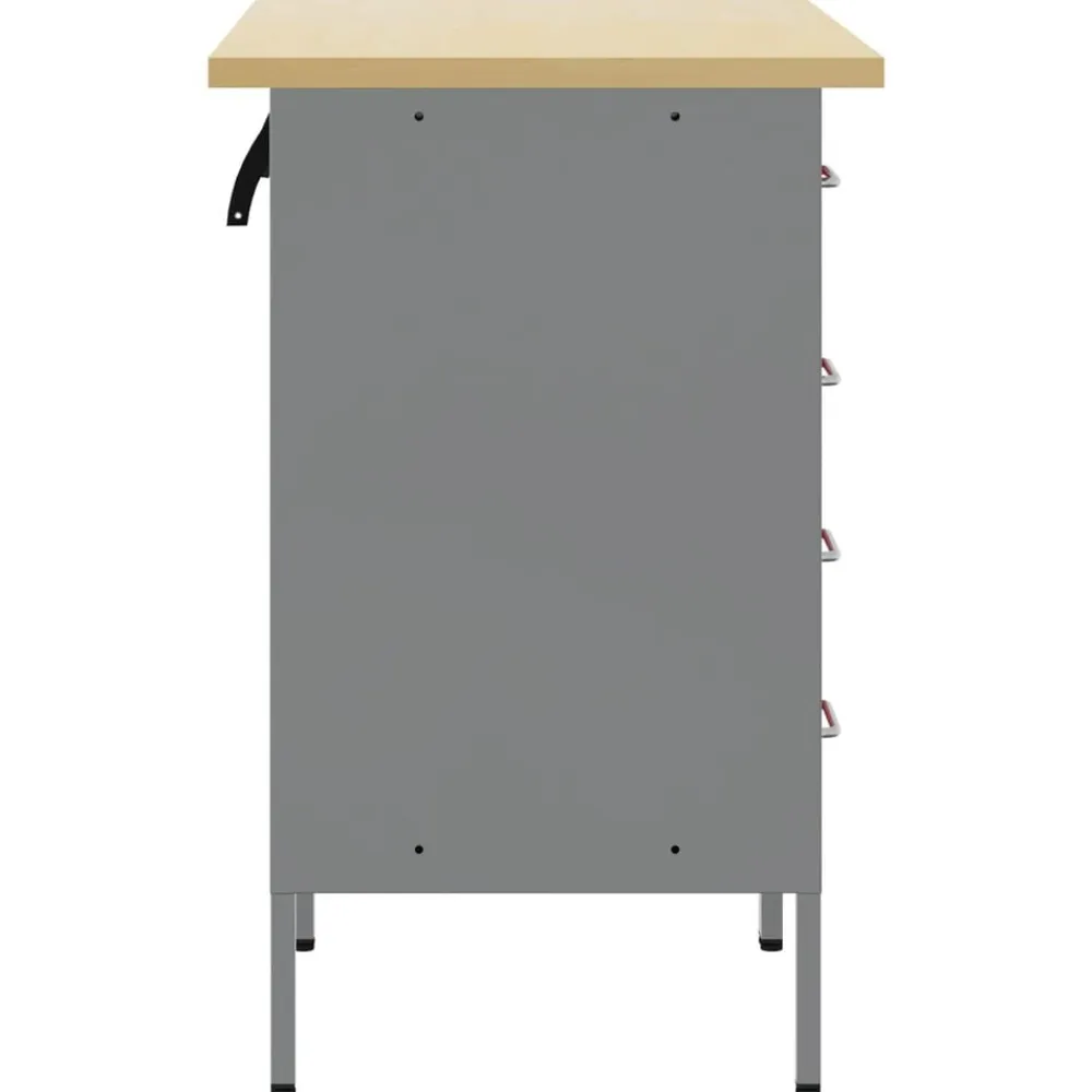 vidaXL Armario de trabajo con cajón 2 pcs y Gris 100 x 55 x 85 cm Rojo Online