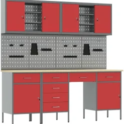 vidaXL Accesorios De Bricolaje-Armario de trabajo 10 pcs Madera Ingenierizada y Acero