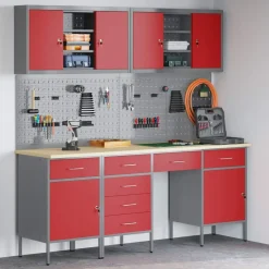 vidaXL Accesorios De Bricolaje-Armario de trabajo 10 pcs Madera Ingenierizada y Acero