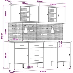 vidaXL Accesorios De Bricolaje-Armario de trabajo 10 pcs Madera Ingenierizada y Acero