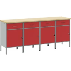vidaXL Accesorios De Bricolaje-Armario de trabajo con cajón 4 pcs y Gris 200 x 55 x 85 cm