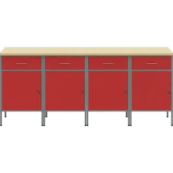 vidaXL Accesorios De Bricolaje-Armario de trabajo con cajón 4 pcs y Gris 200 x 55 x 85 cm