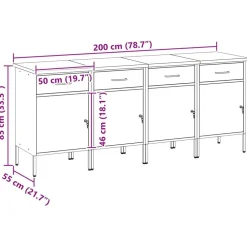 vidaXL Accesorios De Bricolaje-Armario de trabajo con cajón 4 pcs y Gris 200 x 55 x 85 cm