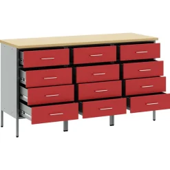 vidaXL Accesorios De Bricolaje-Armario de trabajo con cajón 3 pcs y Gris 150 x 55 x 85 cm
