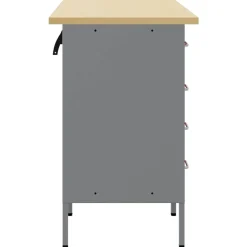 vidaXL Accesorios De Bricolaje-Armario de trabajo con cajón 3 pcs y Gris 150 x 55 x 85 cm