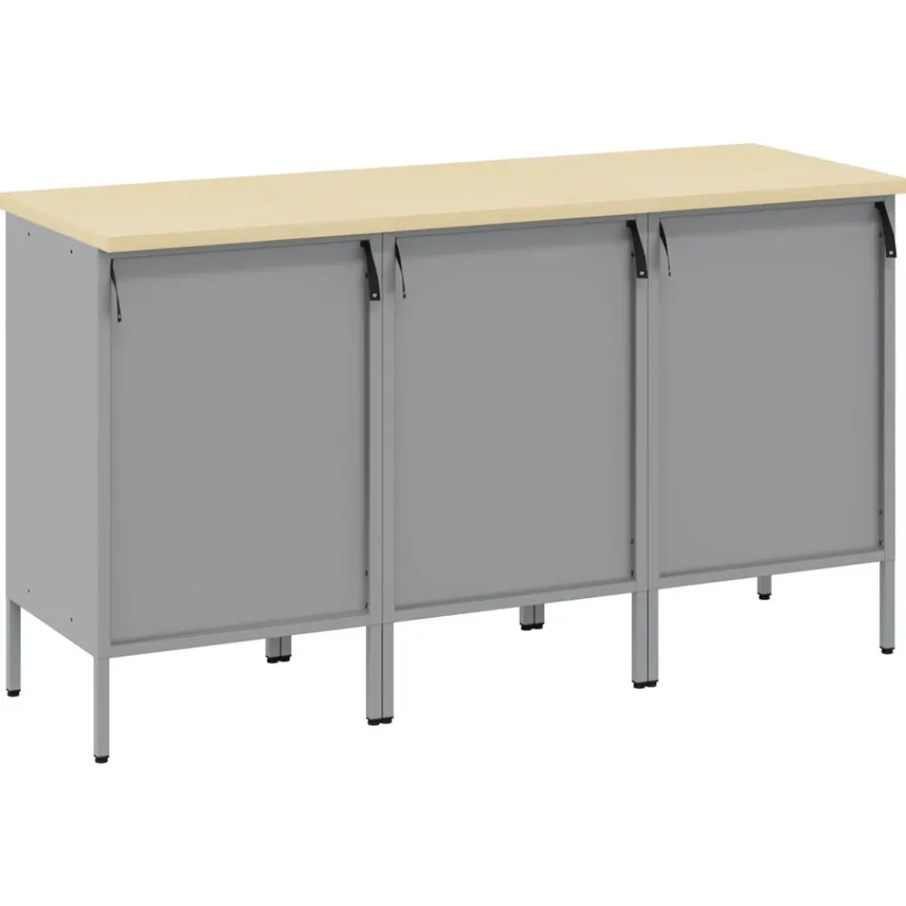 vidaXL Accesorios De Bricolaje-Armario de trabajo con cajón 3 pcs y Gris 150 x 55 x 85 cm