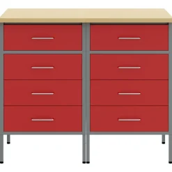 vidaXL Armario de trabajo con cajón 2 pcs y Gris 100 x 55 x 85 cm Rojo Best