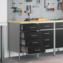 vidaXL Armario de trabajo 2 pcs y Gris 100 x 55 x 85 cm Negro Clearance