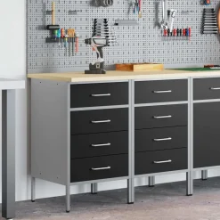 vidaXL Armario de trabajo 2 pcs y Gris 100 x 55 x 85 cm Negro Clearance