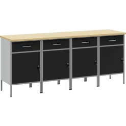 vidaXL Accesorios De Bricolaje-Armario de trabajo 4 pcs y Gris 200 x 55 x 85 cm