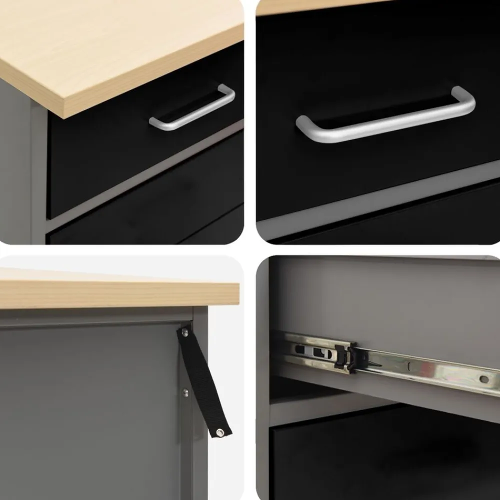 vidaXL Accesorios De Bricolaje-Armario de trabajo 4 pcs y Gris 200 x 55 x 85 cm
