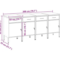 vidaXL Accesorios De Bricolaje-Armario de trabajo 4 pcs y Gris 200 x 55 x 85 cm
