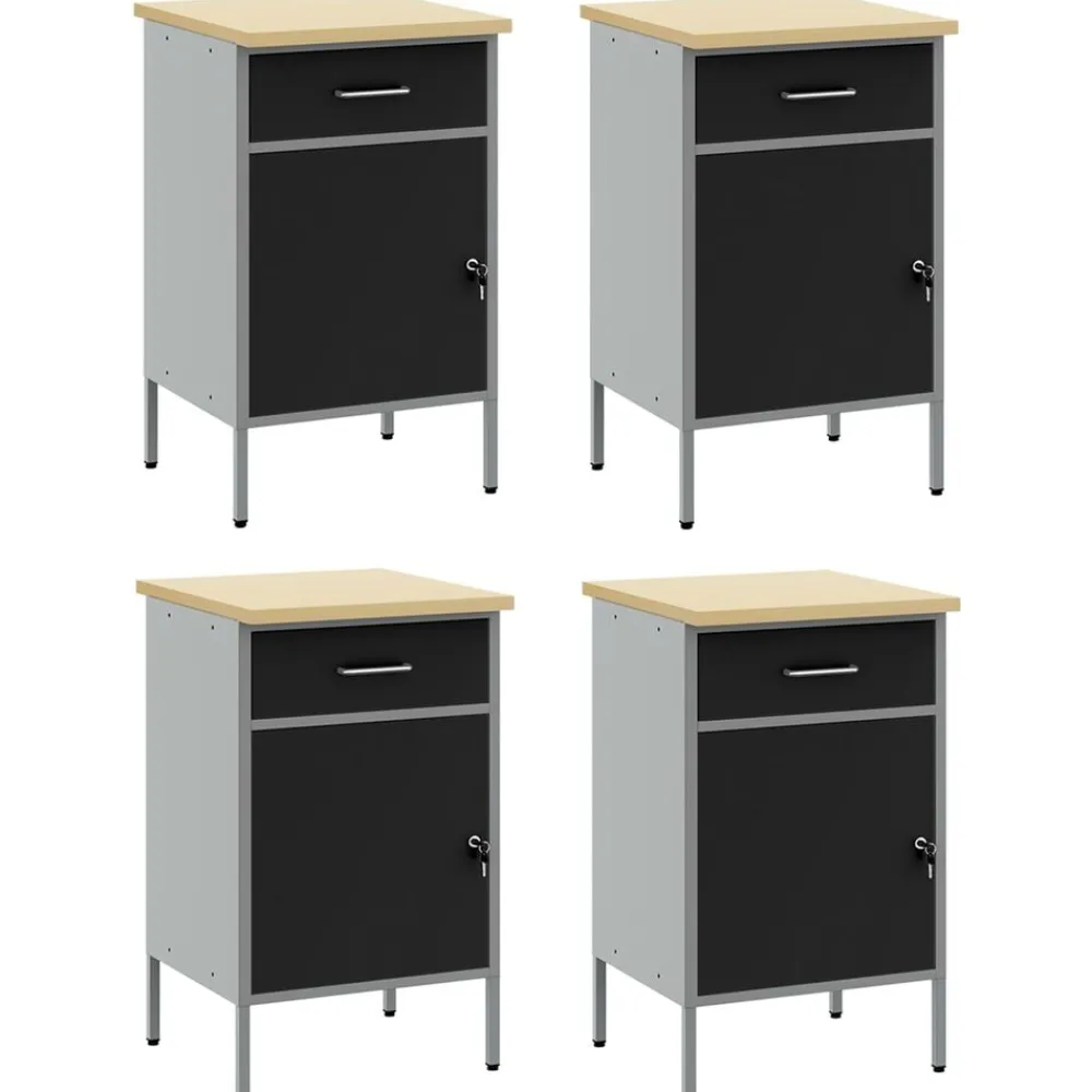 vidaXL Accesorios De Bricolaje-Armario de trabajo 4 pcs y Gris 200 x 55 x 85 cm