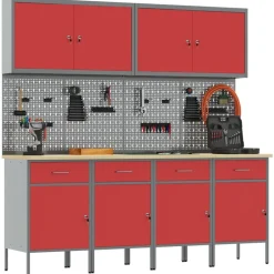 vidaXL Armario de trabajo 10 pcs Madera Ingenierizada y Acero Rojo Best