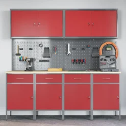 vidaXL Armario de trabajo 10 pcs Madera Ingenierizada y Acero Rojo Best