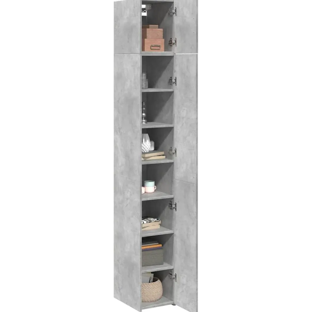 vidaXL Armario estrecho madera ingeniería gris hormigón 30x42,5x225 cm Gris hormigón New