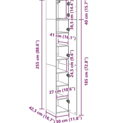 vidaXL Armarios Y Almacenamiento-Armario estrecho madera ingeniería 30x42,5x225 cm