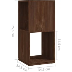 vidaXL Estanterías-Armario giratorio aglomerado roble marrón 34,5x34,5x75,5 cm