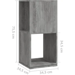 vidaXL Armario giratorio aglomerado gris hormigón 34,5x34,5x75,5 cm Gris hormigón Online