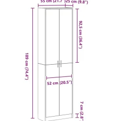 vidaXL Armario Gris Concreto 55 x 25 x 189 cm Madera de ingeniería Gris hormigón