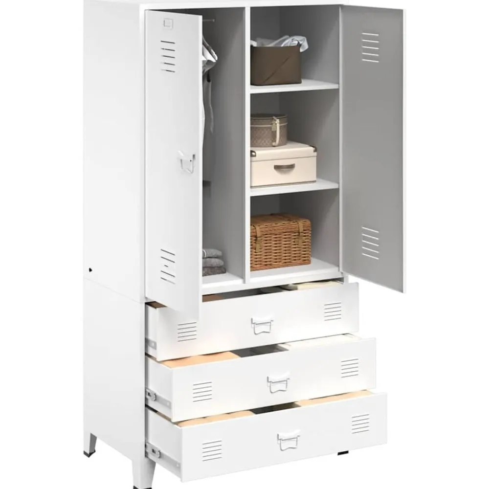 vidaXL Armario industrial de metal 90x50x180 cm Blanco Best