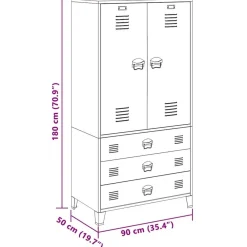 vidaXL Armario industrial de metal 90x50x180 cm Blanco Best
