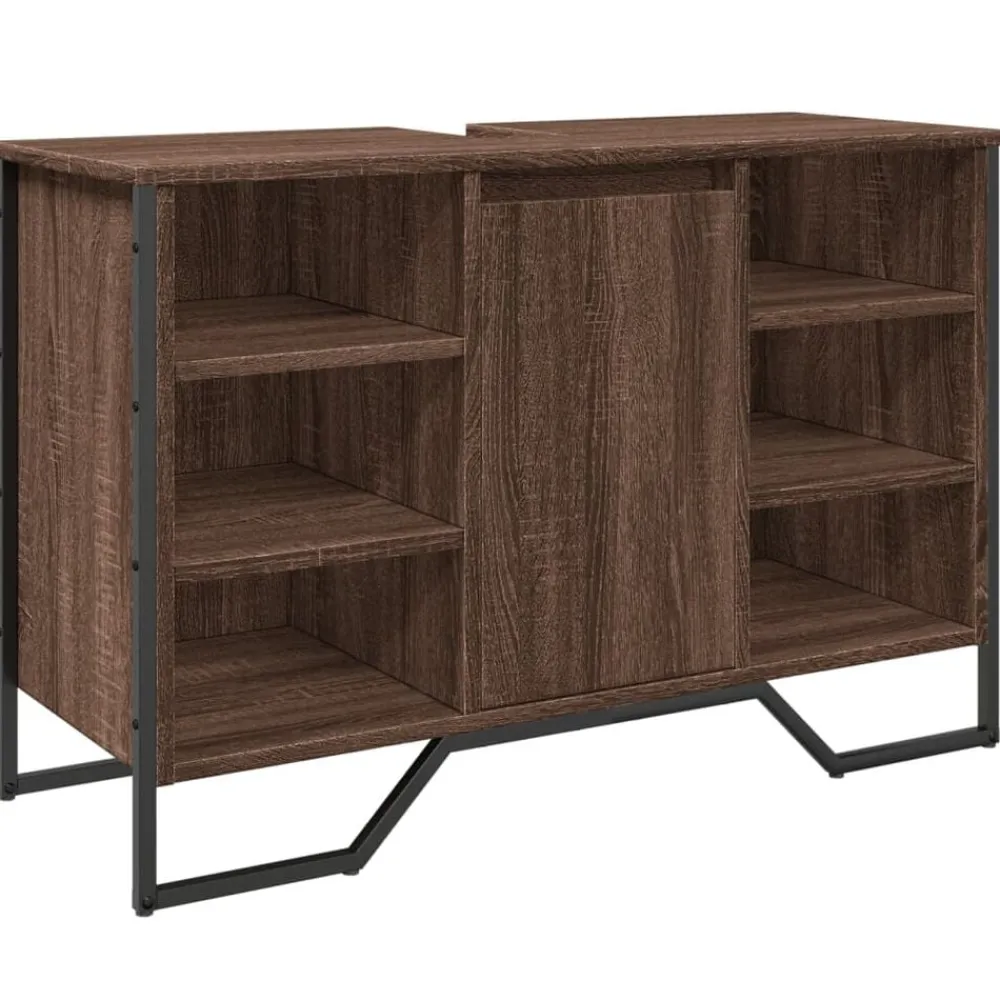 vidaXL Conjuntos De Muebles-Armario lavabo baño madera ingeniería marrón roble 91x35x60 cm