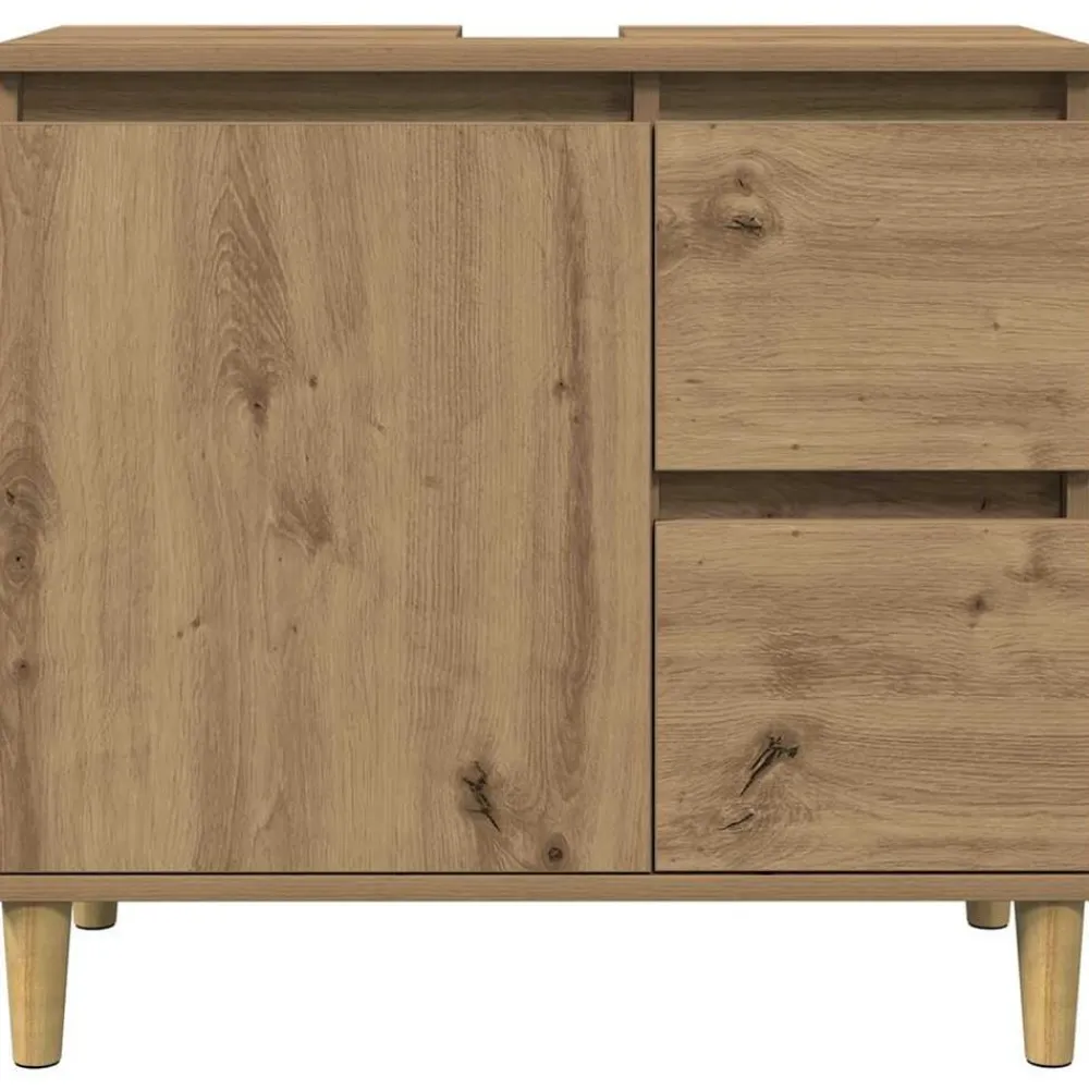 vidaXL Armario lavabo baño madera ingeniería 65x33x60 cm Roble artisan Best