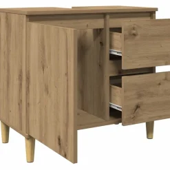 vidaXL Armario lavabo baño madera ingeniería 65x33x60 cm Roble artisan Best