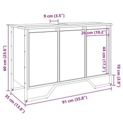 vidaXL Armario lavabo baño madera ingeniería 91x35x60 cm Roble Sonoma Outlet