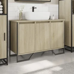 vidaXL Armario lavabo baño madera ingeniería 91x35x60 cm Roble Sonoma Outlet
