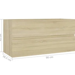 vidaXL Armario lavabo madera contrachapada 90x38,5x45 cm Roble Sonoma