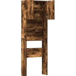 vidaXL Armario lavadora madera ingeniería 64x24x190 cm Roble ahumado Outlet