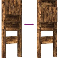 vidaXL Armario lavadora madera ingeniería 64x24x190 cm Roble ahumado Outlet