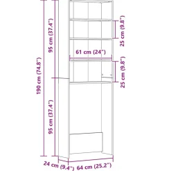 vidaXL Accesorios Para Electrodomésticos-Armario lavadora 64x24x190 cm