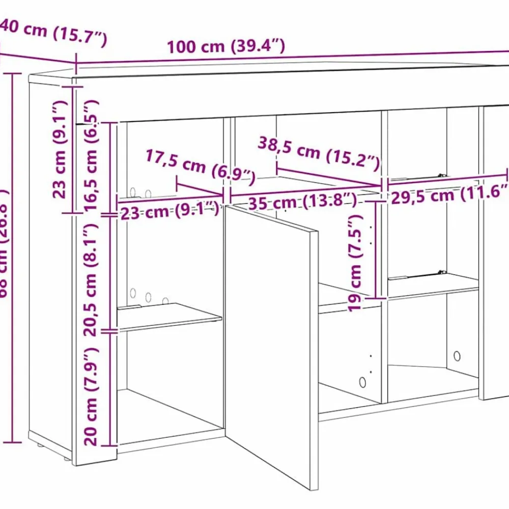 vidaXL Muebles Tv-Armario LED para TV de Esquina 100x40x68cm