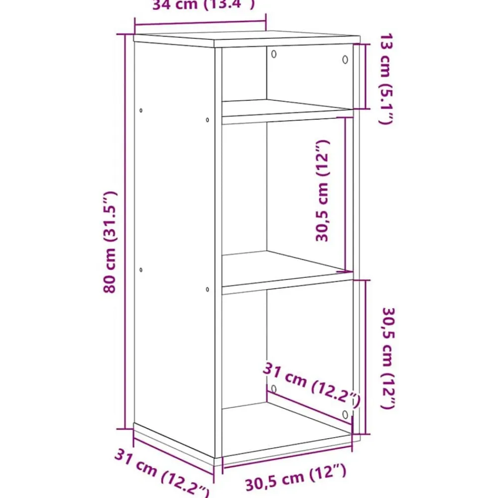 vidaXL Armario libros madera ingeniería 34x31x80 cm Roble artisan