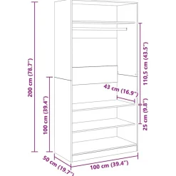 vidaXL Armario madera contrachapada color 100x50x200 cm Roble Sonoma Discount