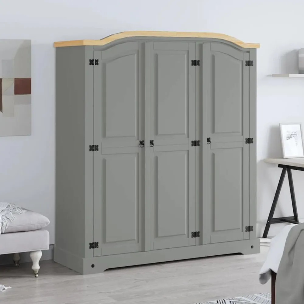 vidaXL Armarios Y Almacenamiento-Armario madera de pino Mexicano estilo Corona 3 puertas