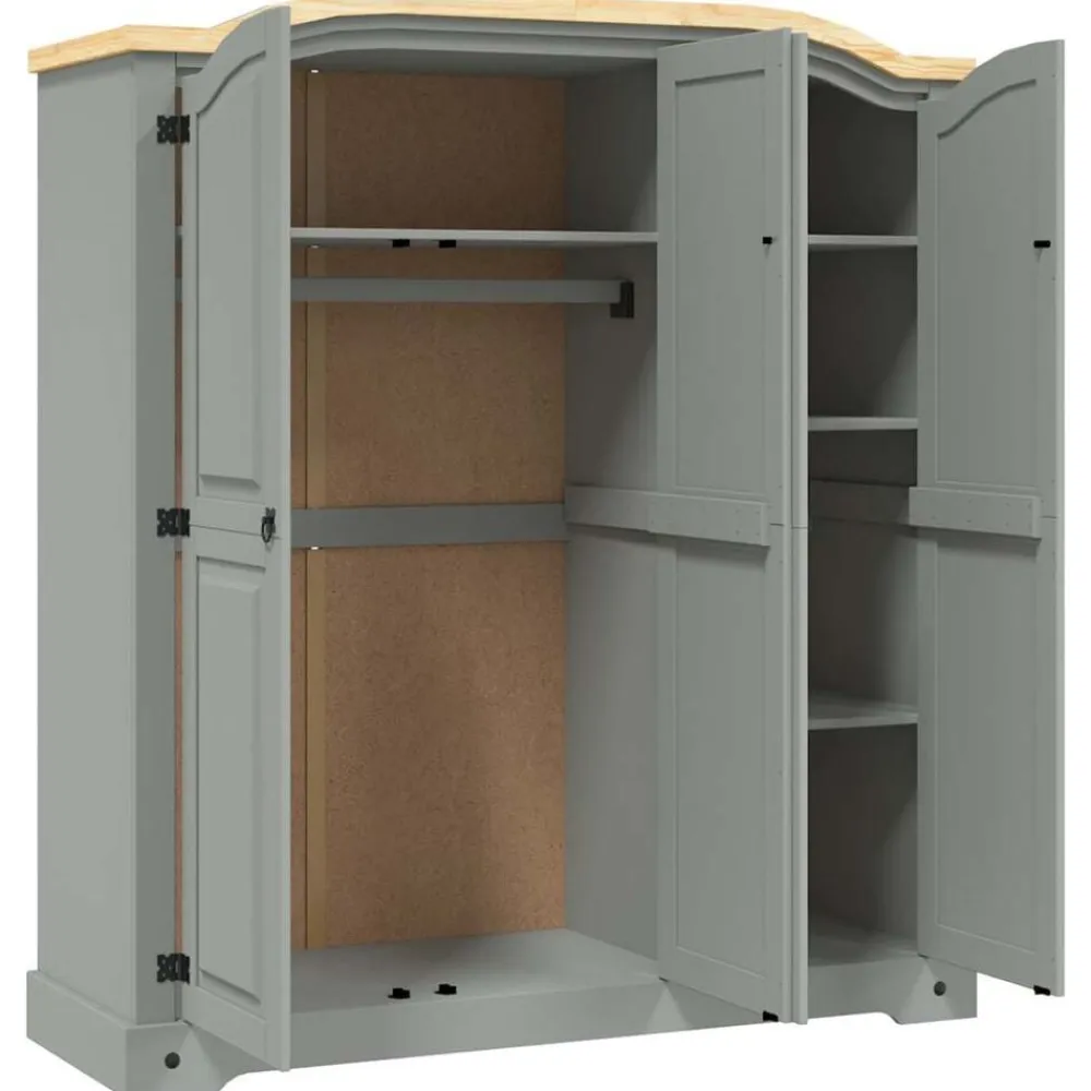vidaXL Armarios Y Almacenamiento-Armario madera de pino Mexicano estilo Corona 3 puertas