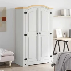 vidaXL Armario madera de pino Mexicano estilo Corona 2 puertas Blanco Online