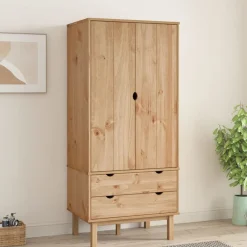 vidaXL Armarios Y Almacenamiento-Armario OTTA madera maciza pino 76,5x53x172 cm