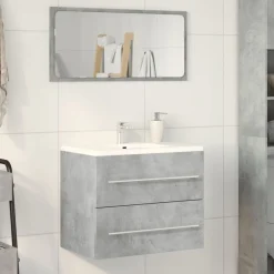 vidaXL Armario para lavabo aglomerado gris hormigón 60x38,5x48 cm Gris hormig&oacute;n